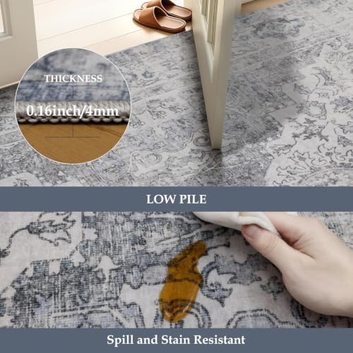 Washable 3x4 Entryway Rug, Vintage Non-Slip Low Pile Rugs - Image 5