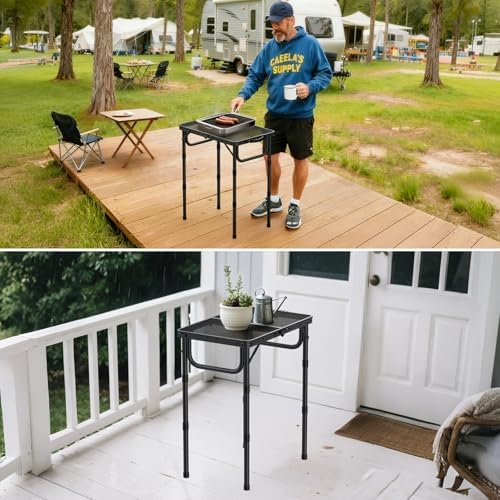 VINTEAM Camping Folding Grill Table | 3 Adjustable Heights | Lightweight, Portable Aluminum Table for BBQs, Picnic, and Outdoor Use | Mesh Desktop, 66lbs Weight Capacity - Image 4
