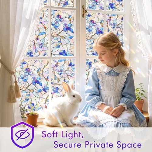 SOMWISE Rainbow Stained Glass Window Privacy Film,Heat Blocking Save Energy - Image 5