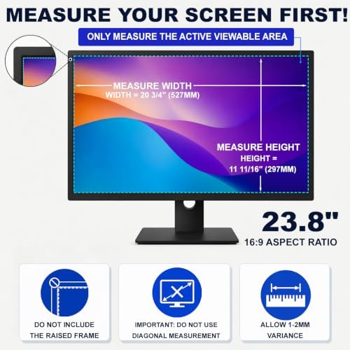 [2-Pack] 23.8 Inch Privacy Screen for Computer Monitor, 16:9 Aspect Ratio Anti Blue Light Glare Shield, Removable Blackout Filter for Desktop Security, Anti-Spy Private Protector for 23.8" Monitor - Image 2