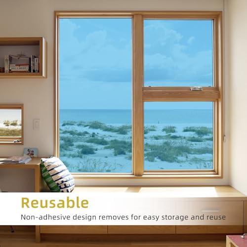 WPCTEV One Way Window Privacy Film, Mirror Tint, Light Blue,17.5In x 16.4Ft - Image 2