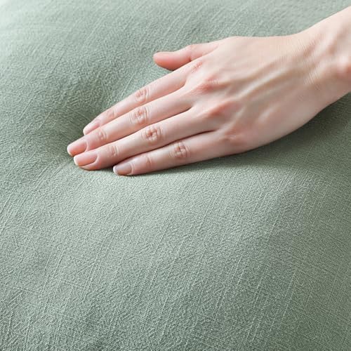 MIULEE Boho Linen Fringe Decorative Throw Pillow Covers Aqua Green 18x18 - Image 2
