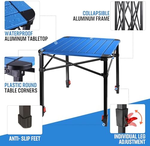 VILLEY Folding Camping Square Table, Portable Aluminum Table, Medium - Image 4