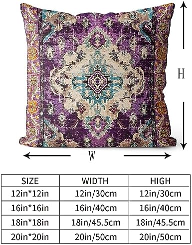 Snycler Boho Throw Pillow Covers 16x16 inch Set of 2 Boho Rug Carpet Double Sided Pattern Cotton Soft Pillow Case Cushion Cover Pillowcase for Couch Sofa Bed Decorative (Purple) - Image 3