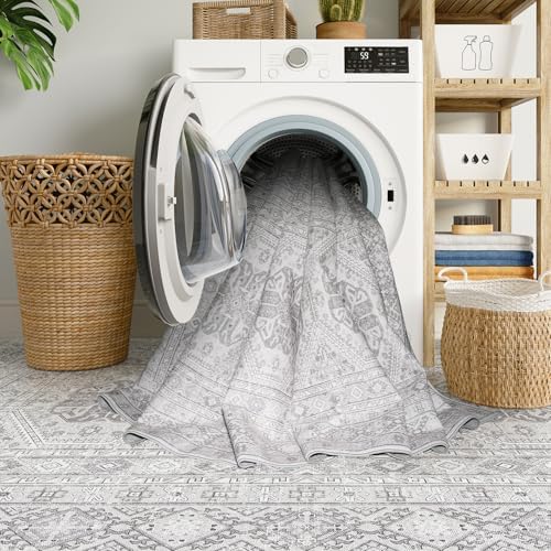 Ksrau 12x15 Area Rug Washable Vintage: Non Slip Living Room Large Rugs Grey - Image 7