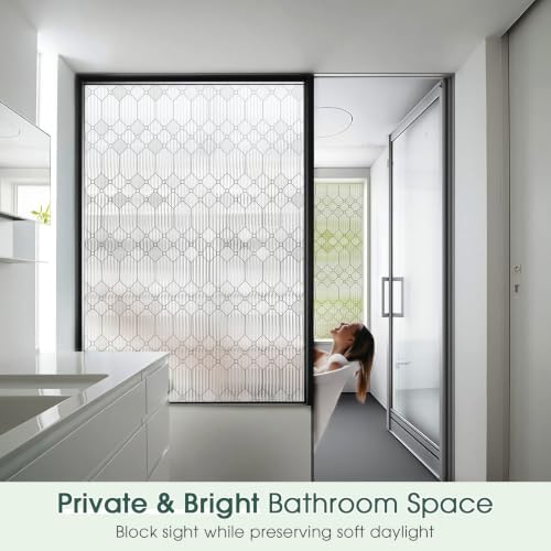 Coavas Reeded Glass Window Privacy Film, 3D Fluted Frosted, 17.5" x 78.7" - Image 2