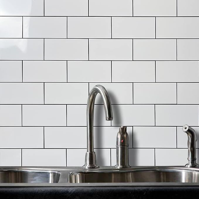 AULIGET 3" x 6" Thick PVC Peel and Stick Backsplash, Subway Tile Peel and Stick Wall Tiles (4, Polished White) - Image 6