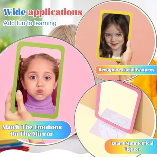 Dandat 10 Pcs 6x4 Shatter Proof Unbreakable Kids Mirrors, Macaron Color - Image 4
