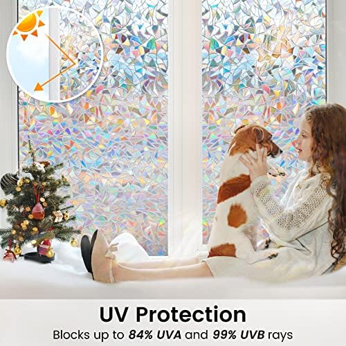 DOWELL Stained Glass Window Privacy Film, Rainbow Window Cling, Clear - Image 3
