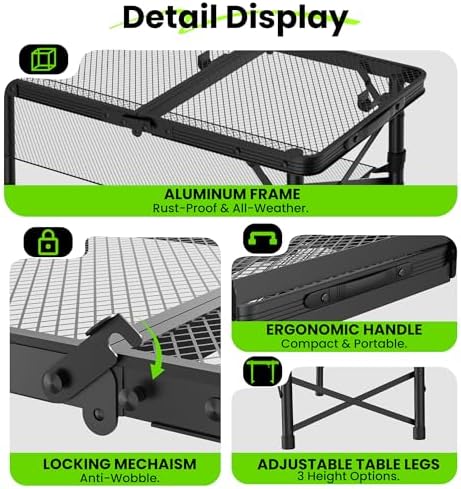 WildFinder Folding Grill Table, 3x1.3 FT Portable Camping Table, Foldable - Image 6