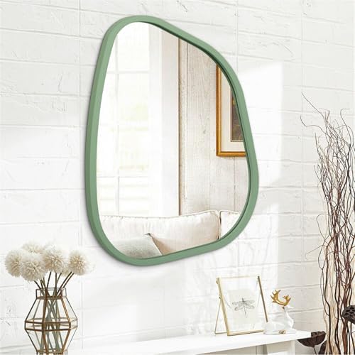 Asymmetrical Mirror for Wall Irregular Accent Wood Frame Modern Unique Wall Mirror Decorative Vanity Bathroom Living Room Bedroom Entryway Hallway Artistic Wavy Mirror Large 26"x18" - Image 2