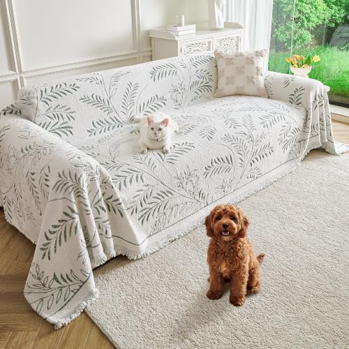 Couch Cover for Dogs Washable Sofa Cover, Sectional Couch Covers, Sofa Covers for 2 Cushion Couch, Non Slip Stripe Sofa Slipcovers Furniture Protector (Eucalyptus Green 91x102) by Unknown