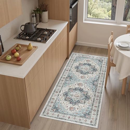 Madane Washable Area Rug 2x4, Small Entryway Rugs Non-Slip, Blue by Madane