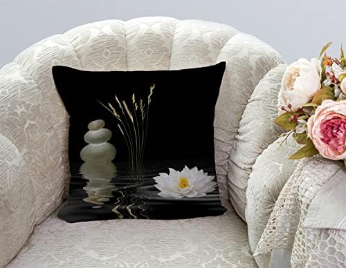 TSSOHU Decorative Throw Pillow Cover Asian Zen Stone, Pillow Covers 18"x 18" Meditation Japanese Lotus Spa Room Decor for Living Room Couch Cushion Bed Indoor Outdoor Home Decor - Image 3
