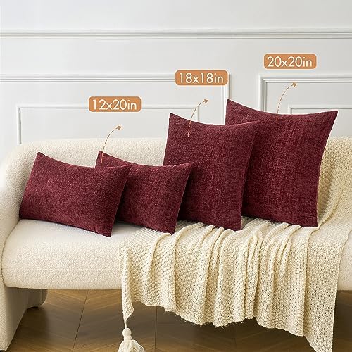 MIULEE Soft Chenille Throw Pillow Covers Burgundy 18x18 Inch Pack of 2 - Image 5