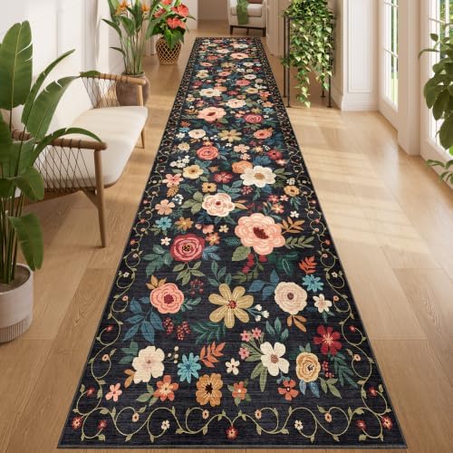 DUKINO 3x14 Washable Runner Rug, Non Slip Long Kitchen Runner Rug, Black by DUKINO