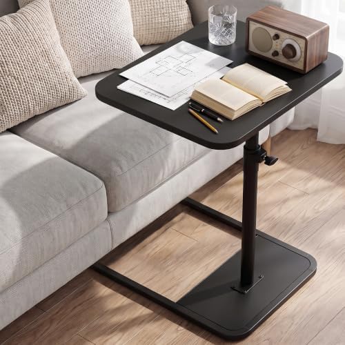 GOYLSER Large C Shaped Tv Trays Living Room End Table End Stand, Black Minimalist Wooden c Table for Sofa, Height Adjustable Tv Tray Tables Swivel Side Table for Dinner Eating by GOYLSER