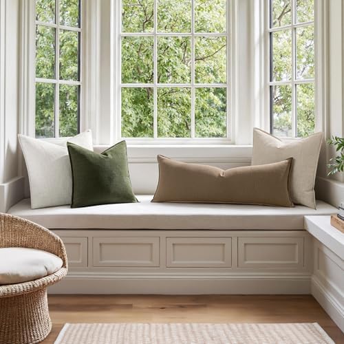 MIULEE Decorative Linen Lumbar Pillow Cover 14x36 Inch Khaki - Image 5