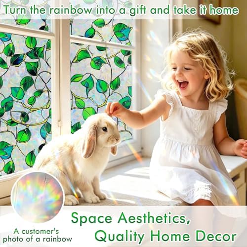 SOMWISE Rainbow Stained Glass Window Privacy Film,Heat Blocking Save Energy - Image 3