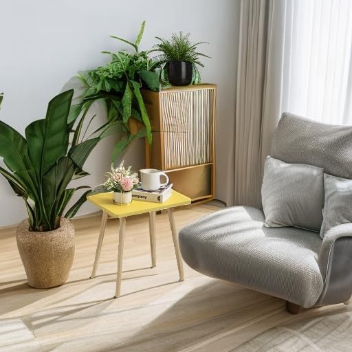 FORAOFUR Side Table, Small End Table Accent Living Room Bedroom Balcony Office, Modern Bedside Home Decor, Easy Assembly, (Yellow, 15.75D x 11.8W 16.54H in) - Image 2
