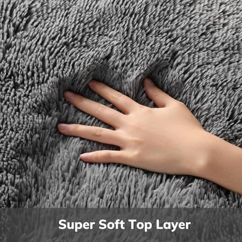 Ophanie 5x7 Area Rugs for Living Room Grey, Fluffy Shag Large Fuzzy Plush Soft Rug, Gray Shaggy Floor Big Carpets for Bedroom Nursery, Kids Home Decor Aesthetic with Over 99 pcs Pile fibers - Image 2