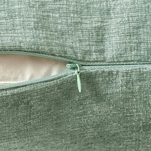 MIULEE Soft Chenille Throw Pillow Covers Greyish Green 18x18 Pack of 2 - Image 3