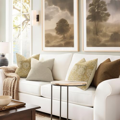 Vintage Floral Print Throw Pillow Covers 26x26 Set of 2 Neutral Modern Farmhouse Pillowcases Accent Decorative Cushion Covers Boho Home Decor for Couch Sofa Chair Bed Living Room, Yellow - Image 4