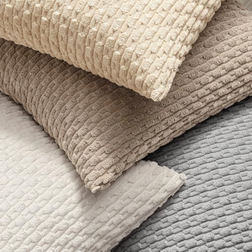 MIULEE Decorative Throw Pillow Covers 18x18 Light Grey Textured Corduroy - Image 4