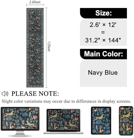 DUKINO 2.6x12 Hallway Runner Rug, Washable Animal Rug Non Slip, Navy Blue - Image 2