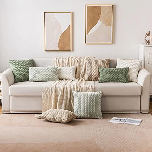 MIULEE Lumbar Decorative Throw Pillow Covers 12x20 Neutral Tan Corduroy - Image 5