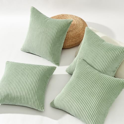 Topfinel 20x20 inch Decorative Sage Green Throw Pillow Covers, Cushion Cases Set of 4 Soft Velvet Modern Double-Sided Designs, Mix and Match for Home Decor, Pillow Inserts Not Included - Image 6