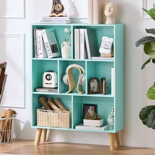 LEYAOYAO Cube Bookshelf, Mid-Century Modern Book Shelf with Legs, Green by LEYAOYAO-Findtheshiningpointofyourideallife%EF%BC%81