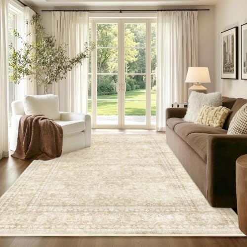 4x6 Ft Area Rugs for Living Room, Soft Non-Slip Machine Washable Rug, Vintage Stain Resistant Carpets for Bedroom Nursery Dining Room Home Decor (Beige) by Lo%CC%80utiRootHome