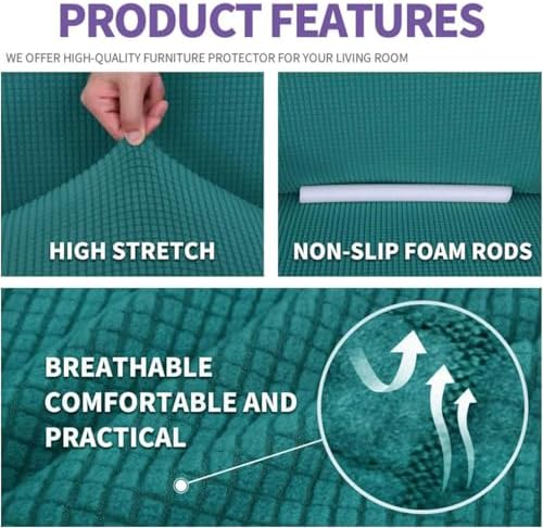 ZNSAYOTX Super Stretch Chair Slipcover Universal Sofa Chair Covers for Living Room Dogs Pet Furniture Protector Spandex Armchair Slipcovers with Anti Slip Foam Sticks (Peacock Teal, Chair) - Image 4
