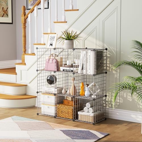 C&AHOME Wire Cube Storage, 9 - Cube Organizer Metal C Grids, Silver Gray - Image 6