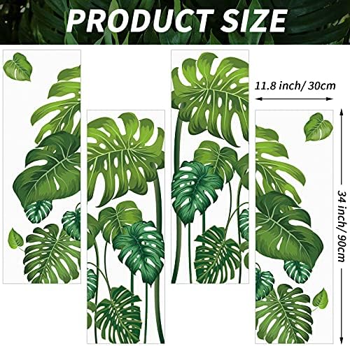 Large Green Tropical Jungle Leaves Wall Decals Palm Tree Leaf Plants Wall Stickers DIY Peel and Stick Removable Monstera murals Leaf Window Stickers for Kids Bedroom Nursery Living Room Decoration - Image 5