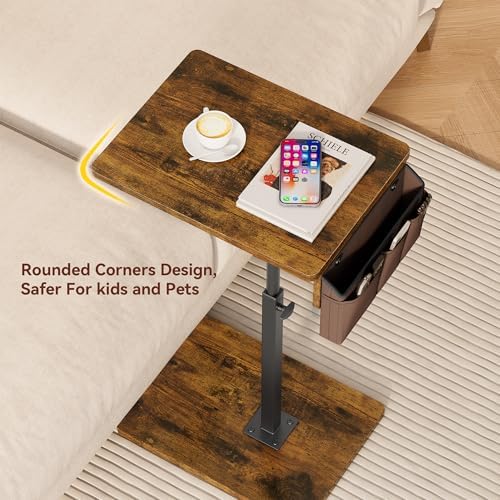 Vagusicc Sofa Armrest Tray Table for Couch, 360° Swivel Height Adjustable TV Tray Table for Small Spaces, Snack Side Table for Couch, Bed, Chair, C Shaped End Side Table for Eating, Reading, Laptop - Image 3