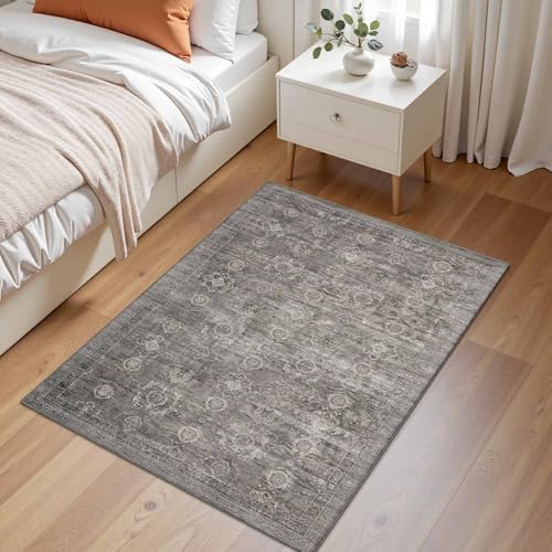 Rugxara 2x3 Entryway Rug Door Mat, Washable Samll Rug, Non Slip, Taupe/Grey - Image 2
