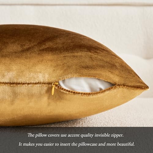 MIULEE 12x20 Inch Lumbar Velvet Throw Pillow Covers Dark Gold - Image 3