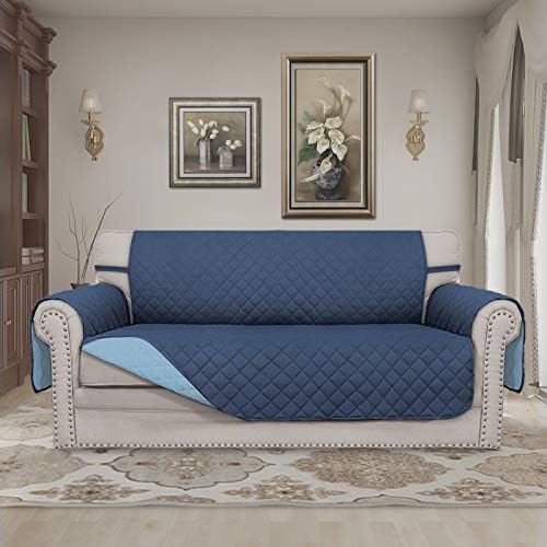Easy-Going Reversible Couch Cover, 2 Cushion Sofa, Dark Blue/Light Blue - Image 2