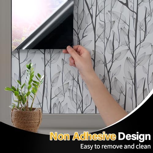 DKTIE Leaf Pattern Window Tint Blackout Window Cover 17.7'' x 78.7'' - Image 5