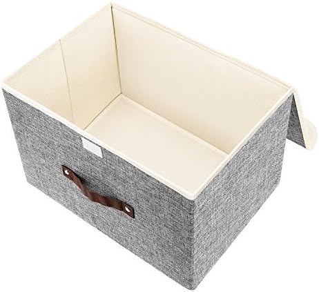 TYEERS Collapsible Storage Boxes, Washable Fabric Storage Bins with Lids, 14.9x9.8x9.8 inches, 3 Pack, Gray - Image 3