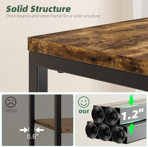 Simple Trending Side Table, End Table Night Stand, 3 Tiers Shelf for Living Room, Rustic Brown - Image 6