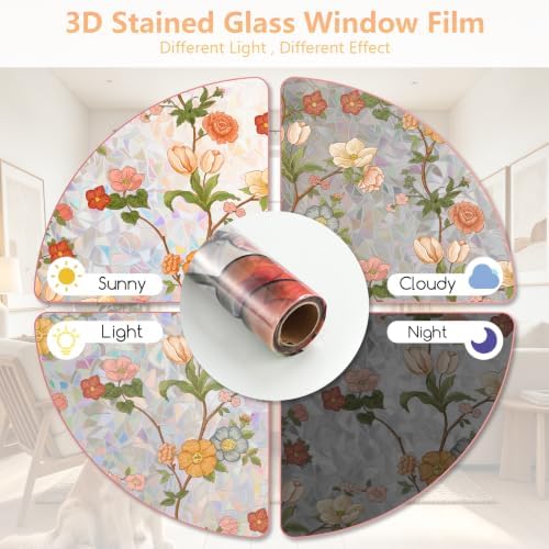 Kromapolis Window Privacy Film Stained Glass Window Clings, 29.5″ x 157.4″ - Image 6