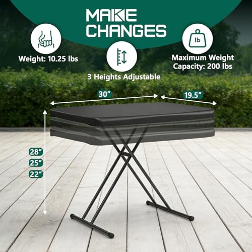 Folding Table 30 Inch - Small Desk Adjustable Height TV Tray for Laptop, Couch, Camping - Heavy Duty Utility Foldable Table for Small Spaces, No Assembly Required, Snowy Granite (Black) - Image 3