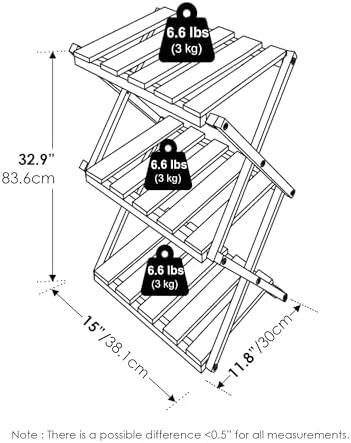 Furinno TIOMAN Outdoor Tool-Free 3-Tier Patio Table, Natural - Image 3