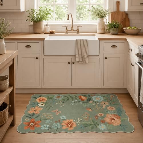 Lahome Floral Small Rugs for Entryway, 2X3 Washable Kitchen Rugs Non Slip - Image 3