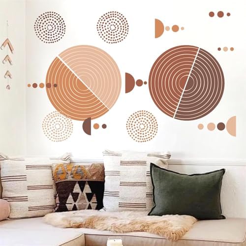 Boho Arch Wall Sticker Large Geometric Art Wall Decals Modern Wall Stickers Peel and Stick Brown Line Decals Abstract Sticker for Living Room Bedroom Office Decor - Image 5