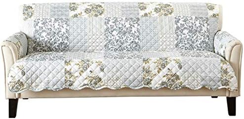 Great Bay Home Reversible Patchwork Sofa Cover - Washable Slipcover Furniture Protector with Elastic Straps - Perfect for Kids & Pets - Box-Stitched Detail (Grey) by GreatBayHome