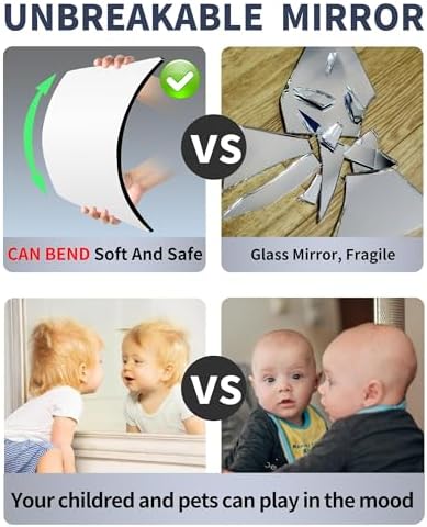 Unbreakable Door Mirror Full Length,Full Body Mirror for Kids, 2PCS x 24 x 14 inch About, Shatterproof Plexiglass Long Mirrors for Bedroom Closet, Children Plastic Mirrors Non Glass Stick on Miroir - Image 2